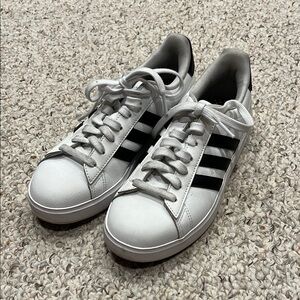 Adidas Grand Court Sneakers Women's Sz 6 White Black Stripe Athletic Casual